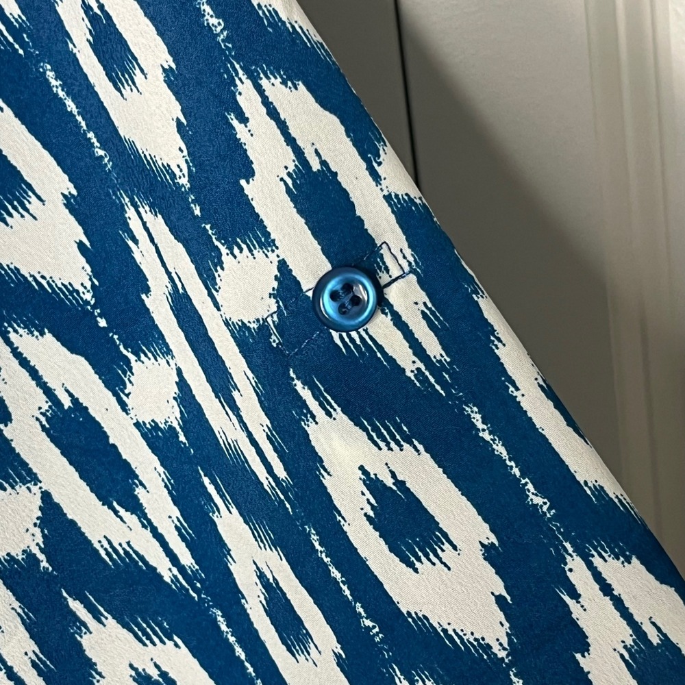 Maeve Anthropologie Dress Size Medium Blue White Ikat Tie Waist Mini - Picture 6 of 12